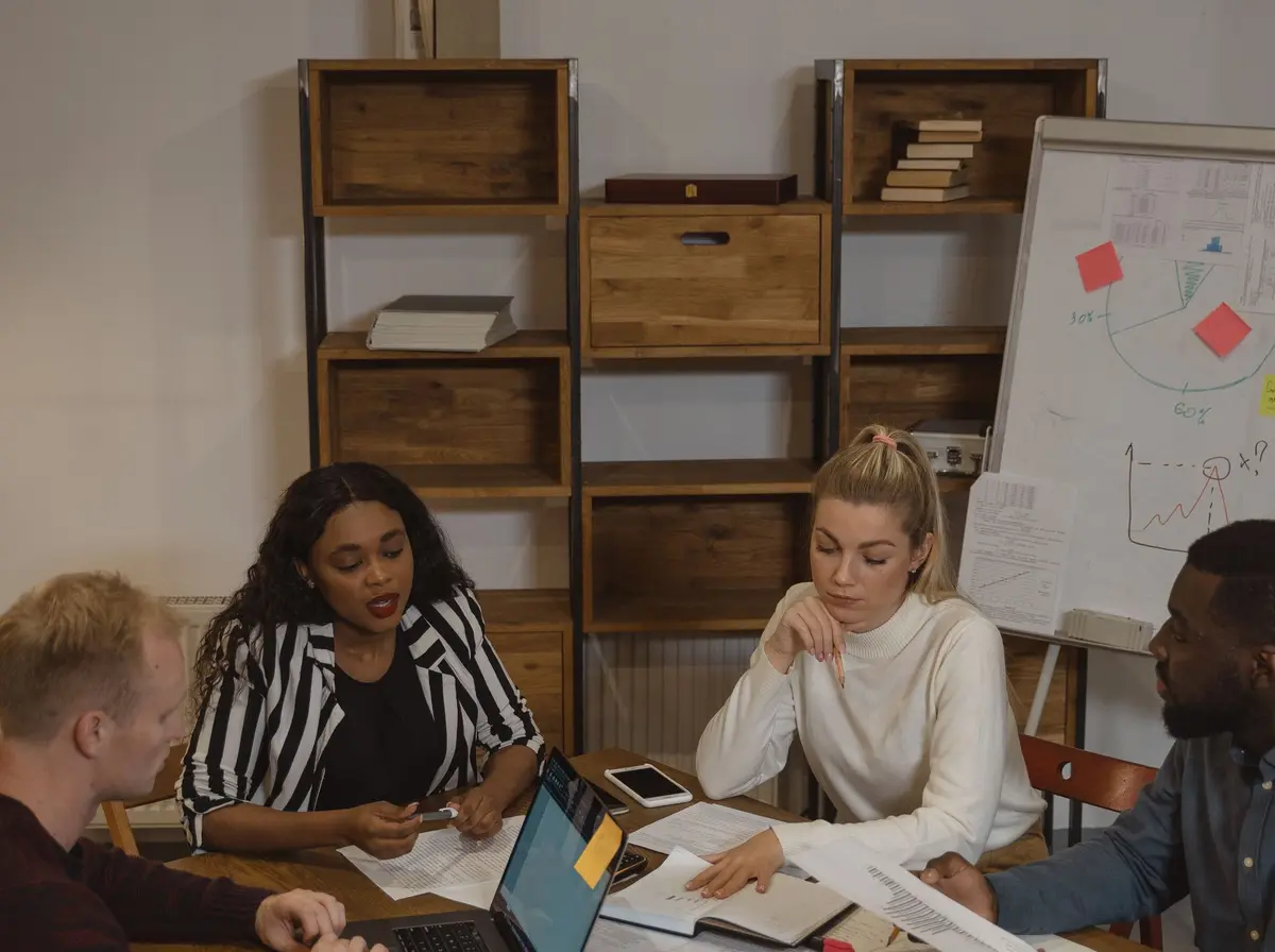 Small business team meeting in their office